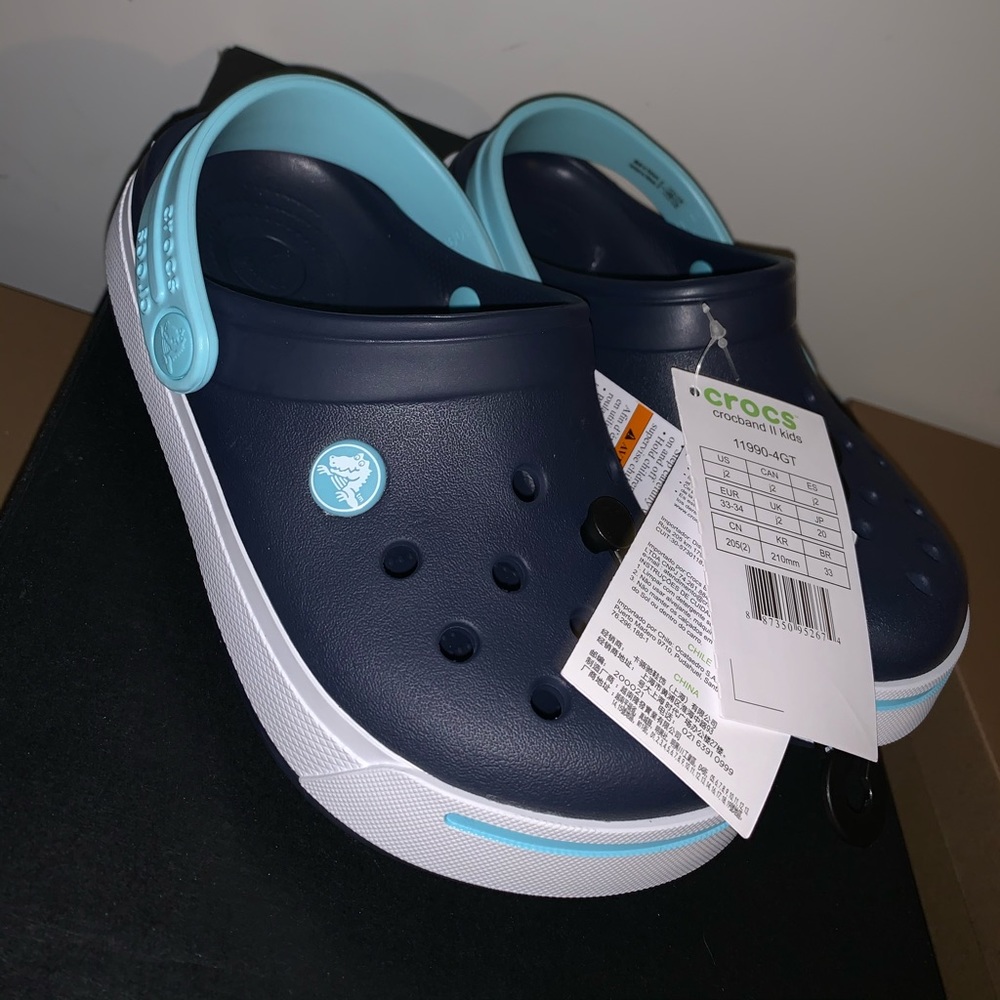CROCS Kids Navy and Light Blue Sandals